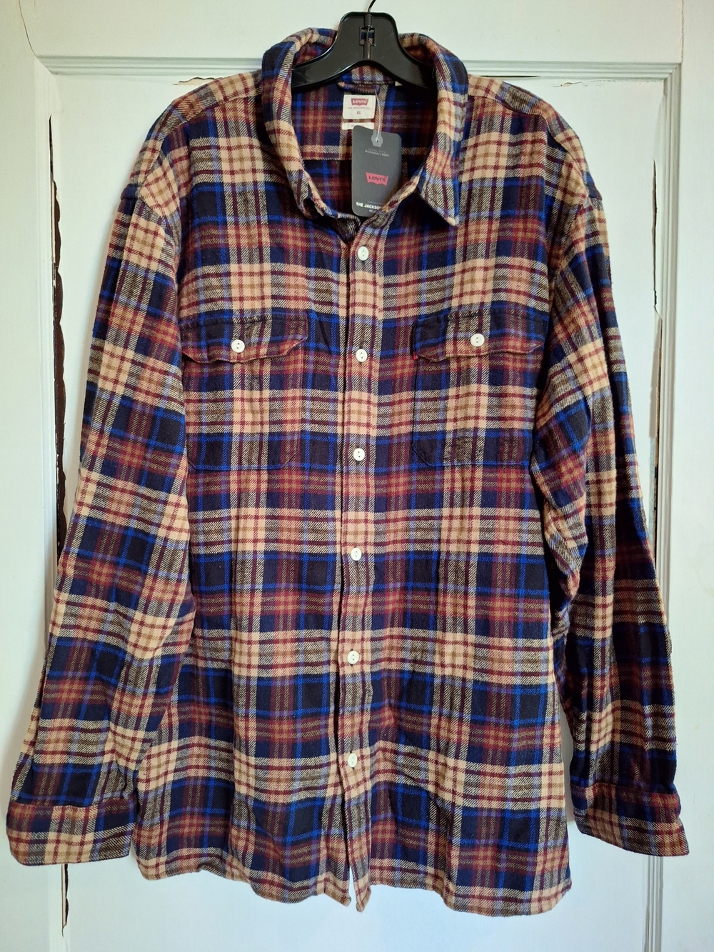 Levis Jackson Worker Mens Flannel Button Up Multicolored Plaid Shirt NWT Sz XL